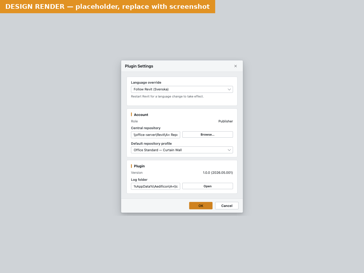 The Plugin Settings window with the Plugin Language, Repositories and Local settings and logs sections