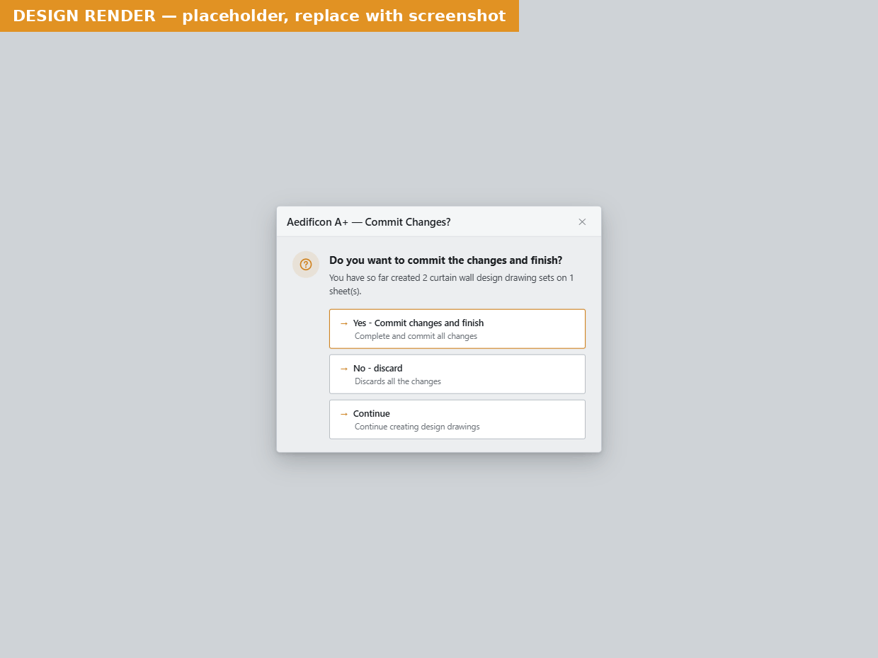 The Commit Changes? prompt with Yes, No and Continue choices